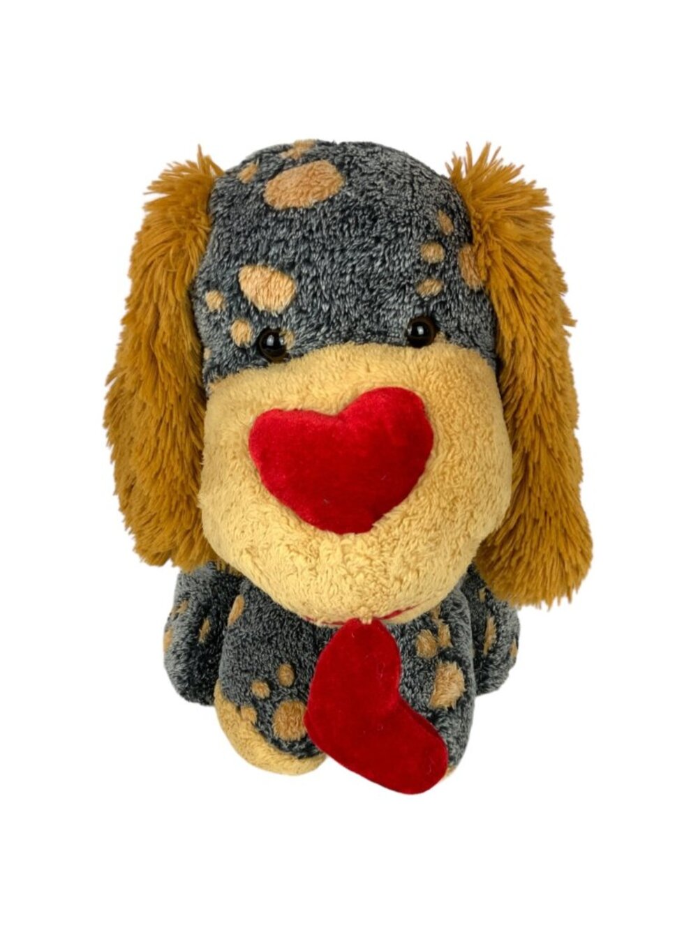 Dan Dee Collectors Choice Spotted Puppy Dog Plush 16 inch Sitting Heart Nose